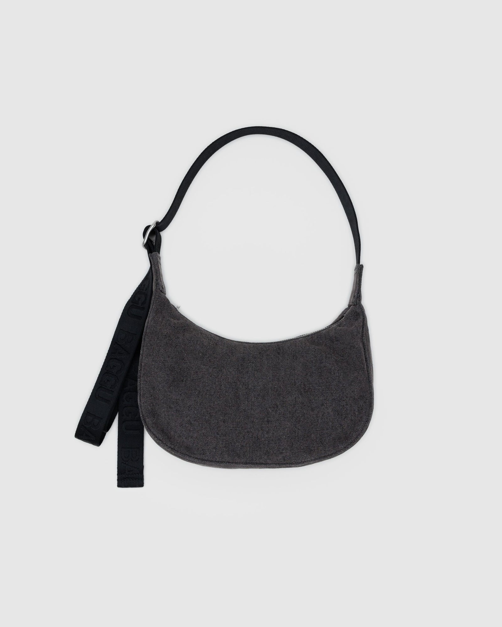 Small Denim Crescent Bag - Washed Black Denim