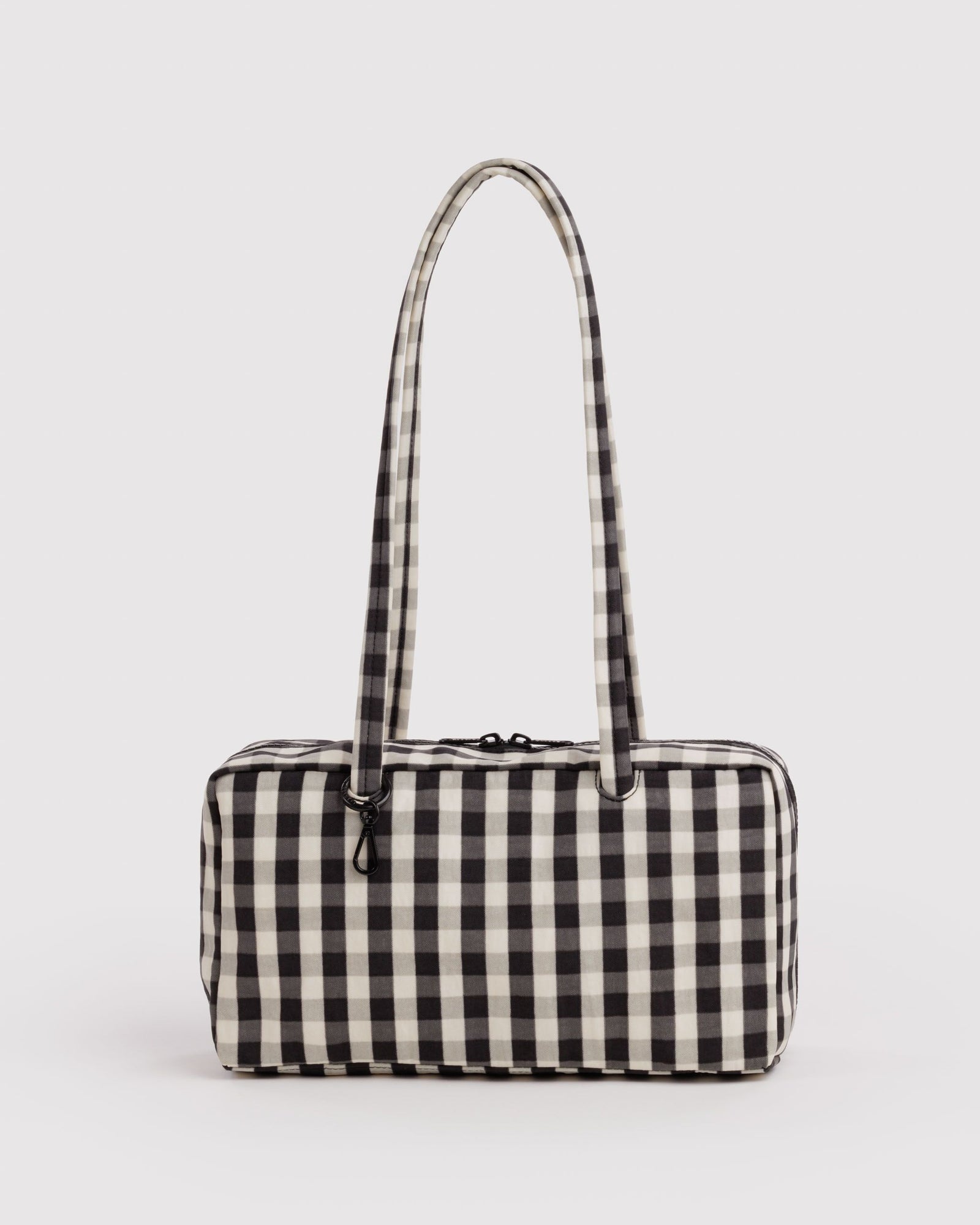 Nylon Bowler Bag - Black and Cream Gingham