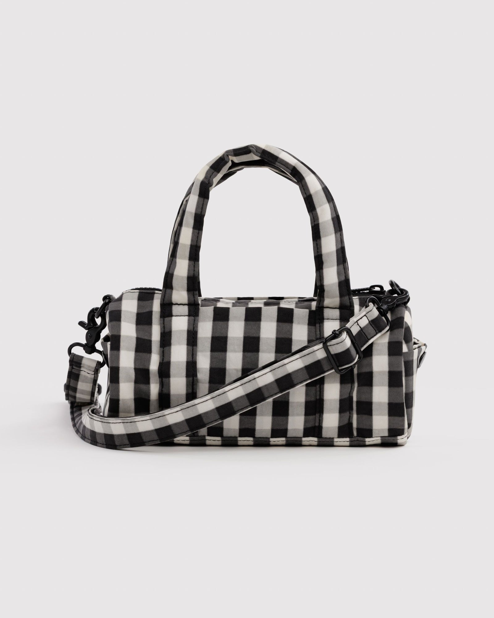 Small Nylon Duffle Bag - Black and Cream Gingham