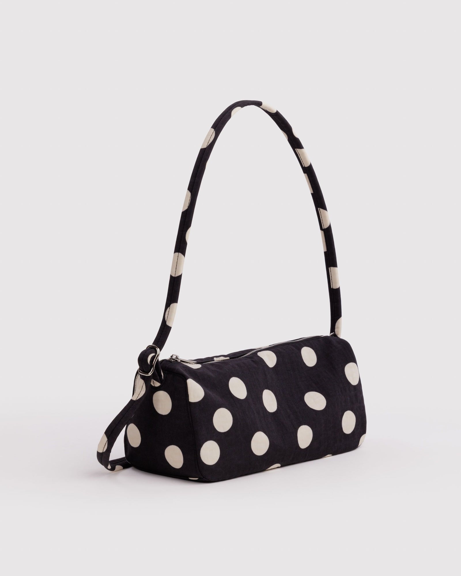 Nylon Loaf Bag - Black and Cream Polka Dot
