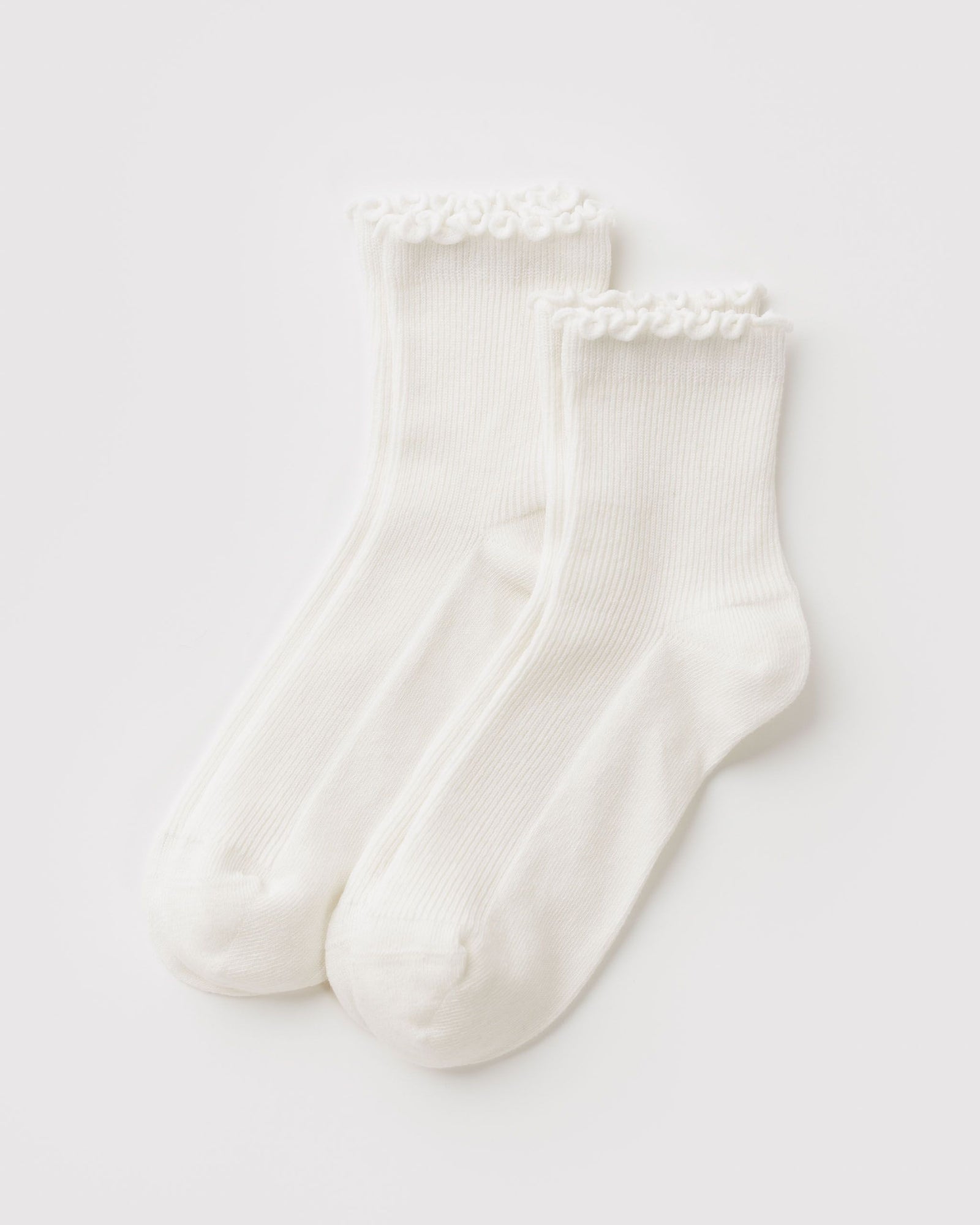 Lettuce Edge Sock Set of 2 - White