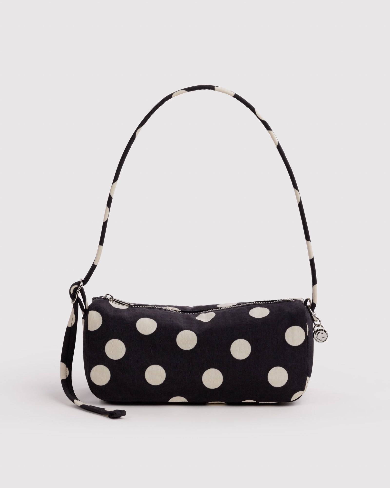 Nylon Loaf Bag - Black and Cream Polka Dot