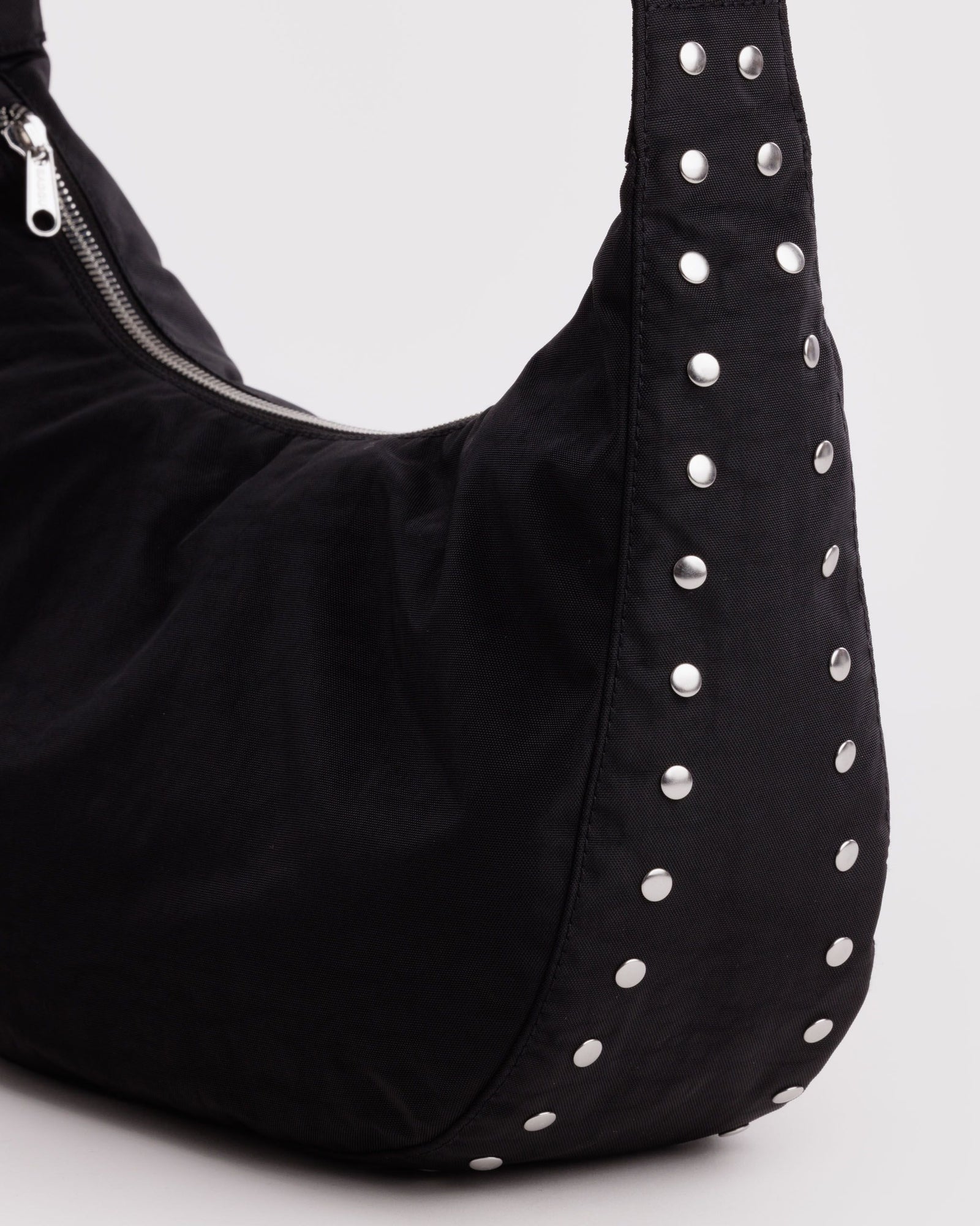 Medium Nylon Crescent Bag - Studs