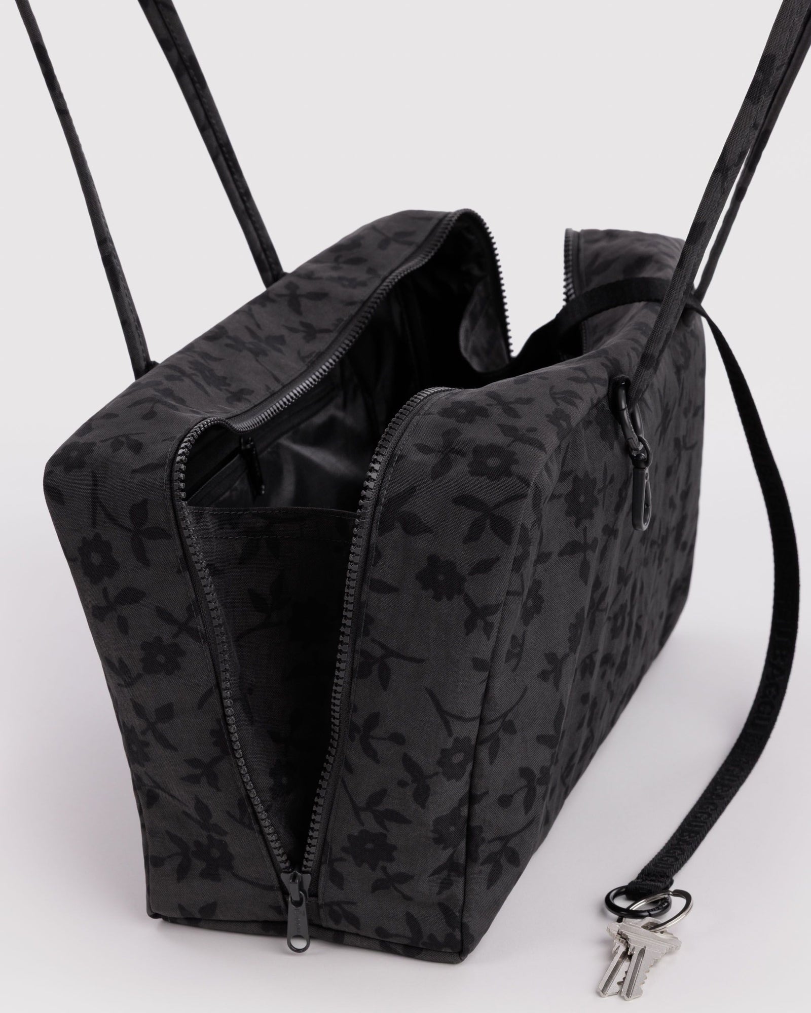 Medium Nylon Bowler Bag - Charcoal Ditsy Floral
